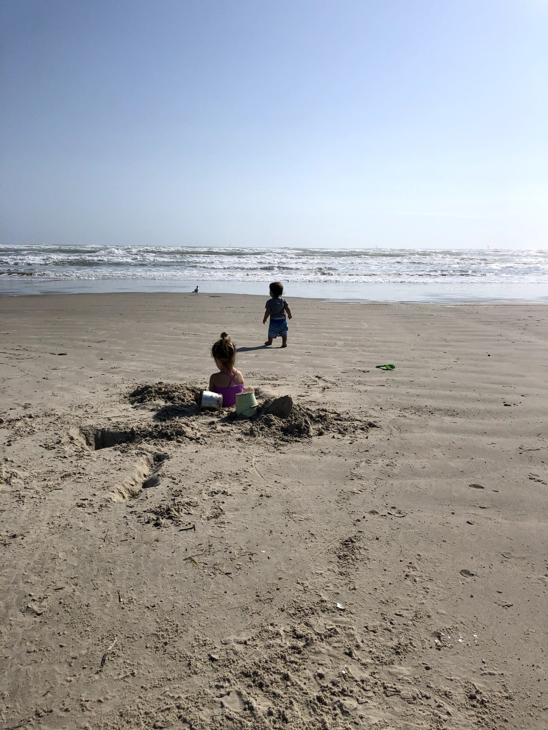 toddlers on beach