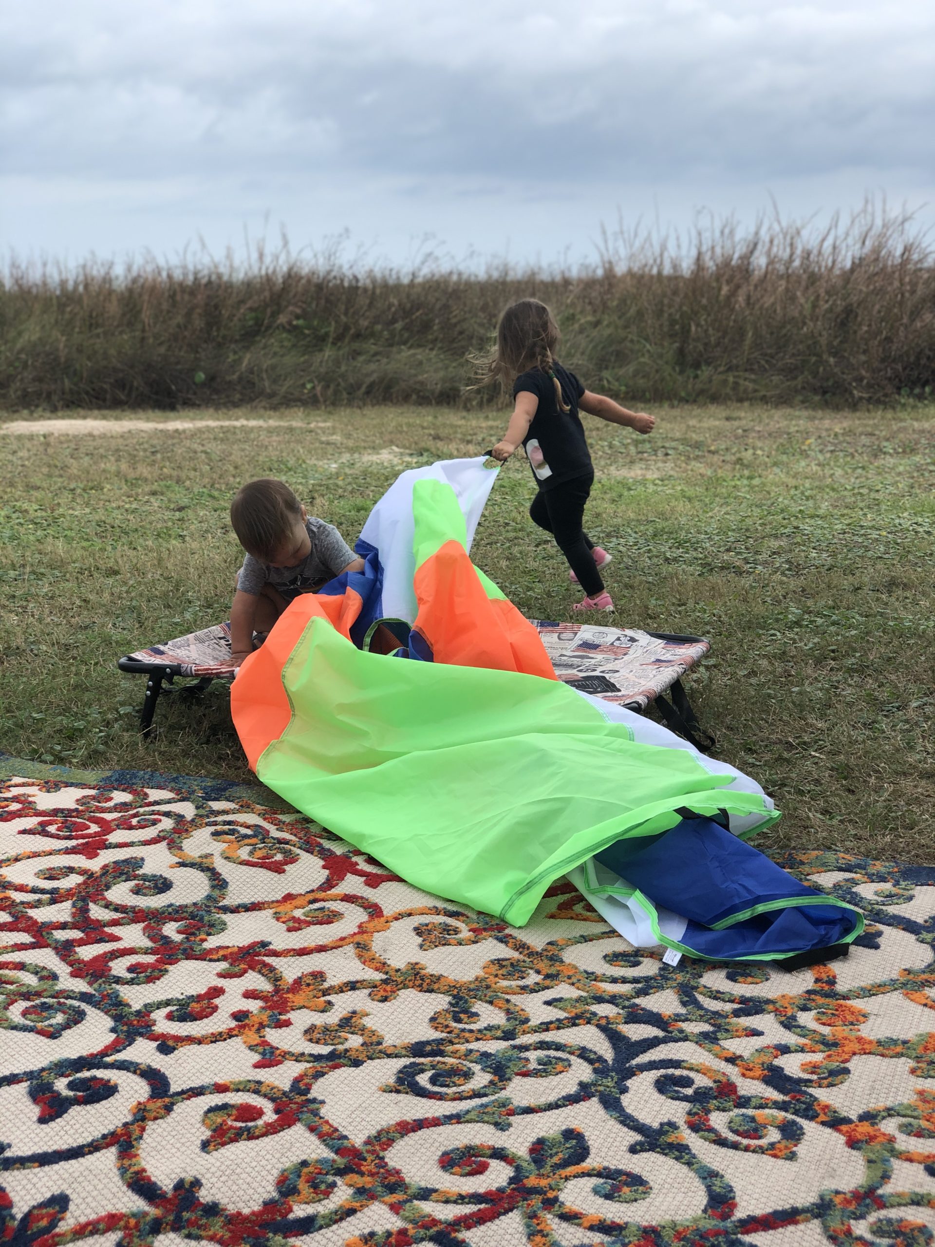 Toddlers playing outside